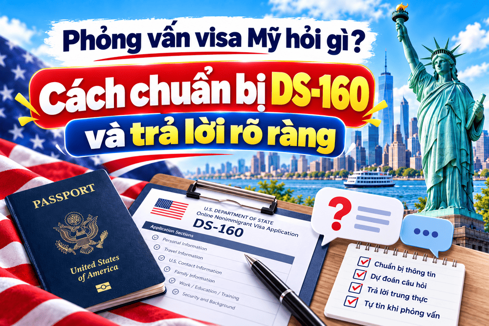 Phỏng vấn visa Mỹ hỏi gì? Cách chuẩn bị DS-160 và trả lời rõ ràng